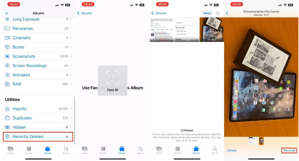 乐东苹果14维修分享 iPhone14 上恢复已删除的照片 